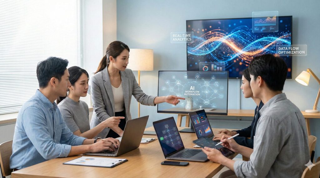 Small business team using AI tools to improve efficiency and drive growth