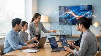 Small business team using AI tools to improve efficiency and drive growth